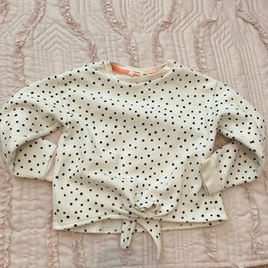 Black and white tie front sweatshirt